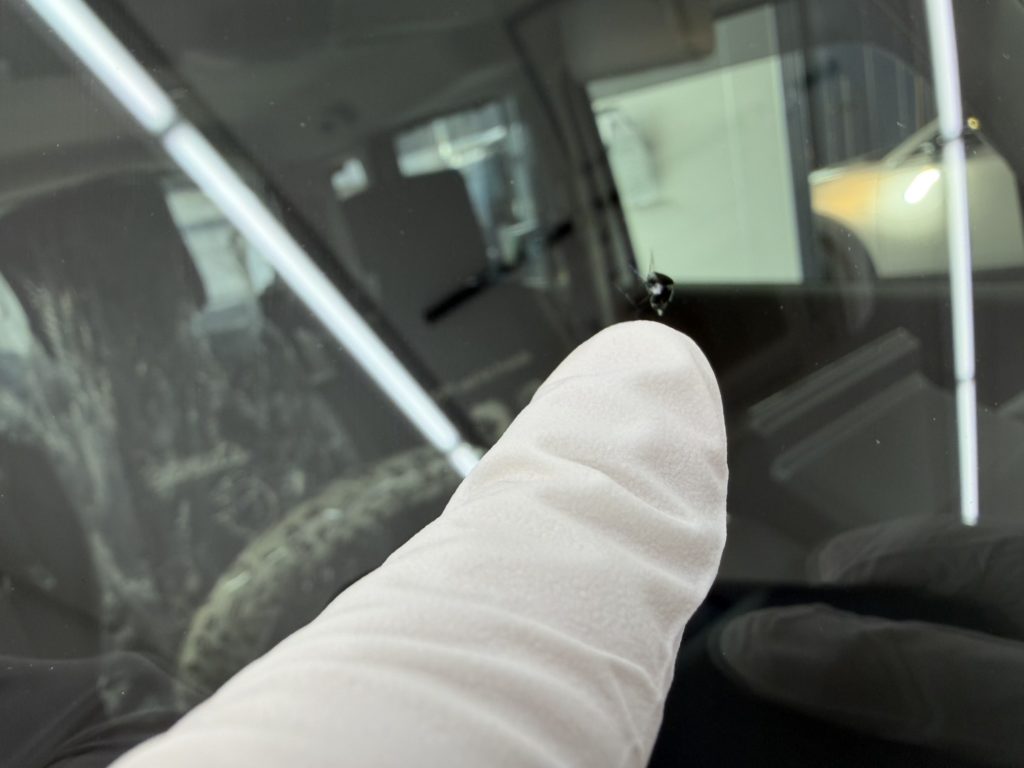 岡山市のお客様にフロントガラス飛び石修理 スペーシア【nexus株式会社】