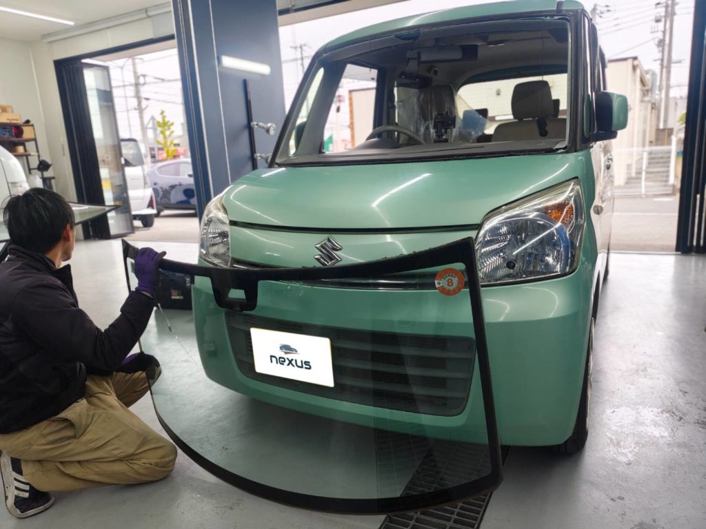赤磐市のお客様にフロントガラス交換　スペーシア【nexus株式会社】